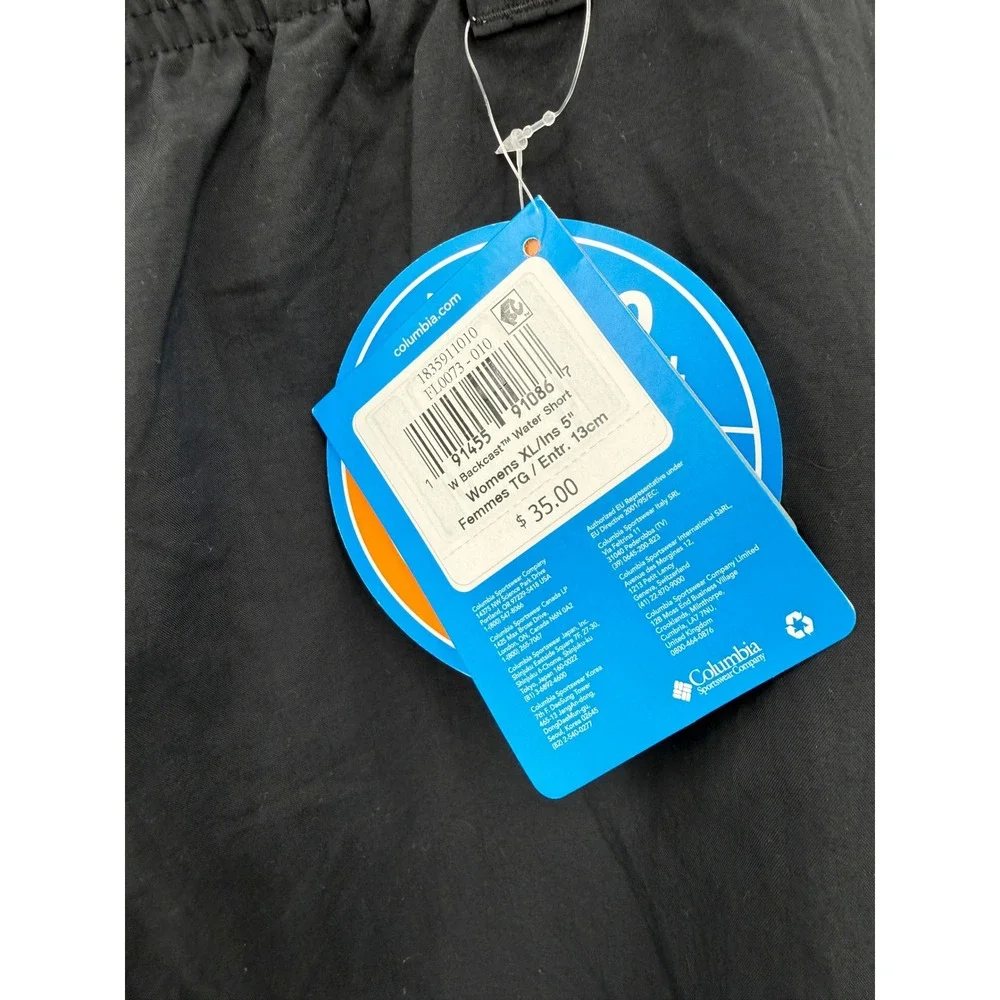 Columbia Water Short Womens XL Black Backcast PFG 5in Inseam Nylon UPF 50 FL0073 - Picture 2 of 8